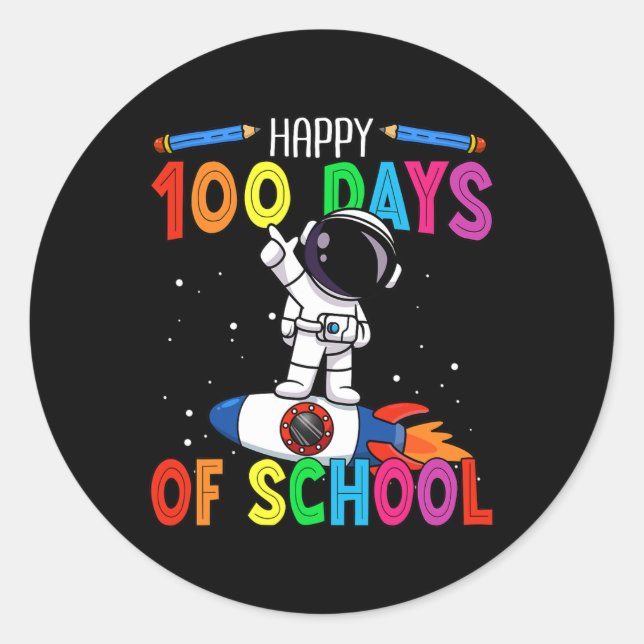 Sticker Rond 100 Jours D'Amateurs D'Astronaut À L'École (Devant)