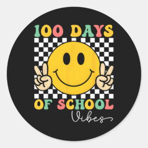 Sticker Rond 100 jours d'ambiance scolaire enseignant enfants 1