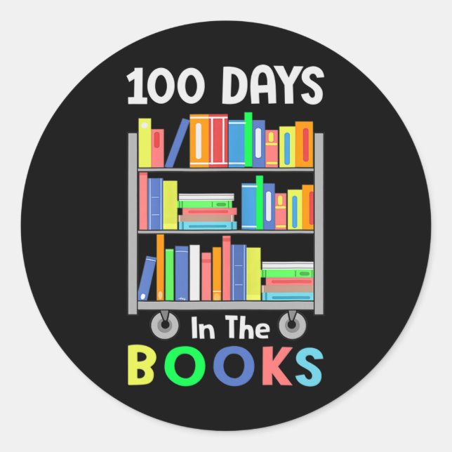 Sticker Rond 100 Jours Dans Les Livres Lecture Bibliothécaire P (Devant)
