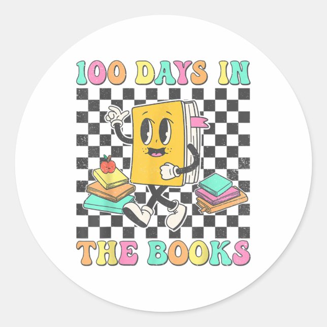 Sticker Rond 100 Jours Dans Les Livres Lecture Enseignant 100èm (Devant)