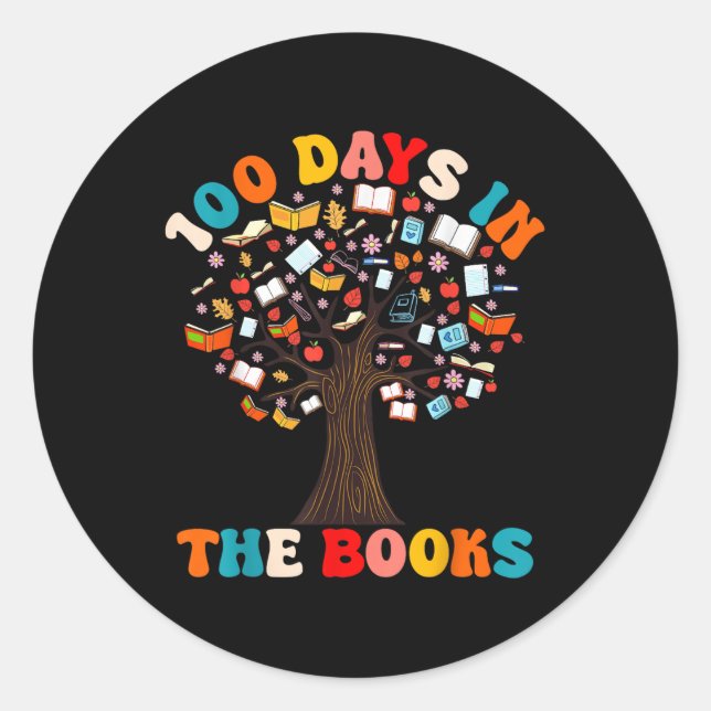 Sticker Rond 100 Jours Dans Les Livres Lecture Enseignant 100èm (Devant)