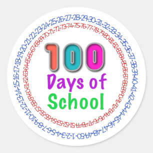 Sticker Rond 100 jours d'autocollants d'école