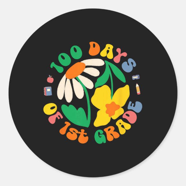 Sticker Rond 100 Jours De 1Ere Année Enseignant Élémentaire Étu (Devant)