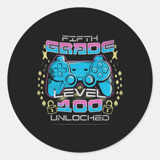 Sticker Rond 100 Jours De 5E Année De L'École Vidéo Déverrouill (Devant)