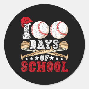 Sticker Rond 100 Jours De Baseball Scolaire Garçons Enseignant