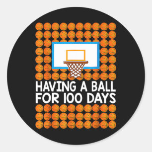 Sticker Rond 100 Jours De Basket-Ball 100E Jour Boules Cadeau