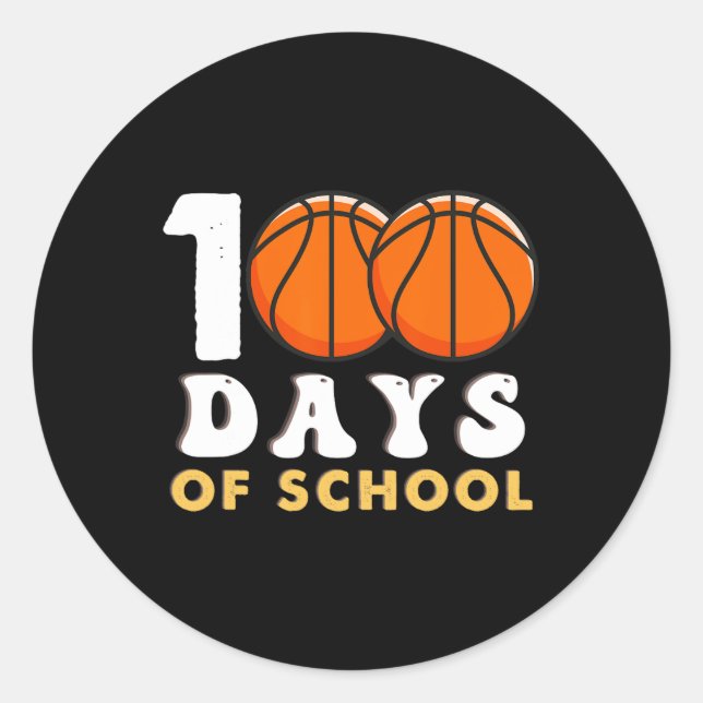 Sticker Rond 100 Jours De Basketball Enseignant Amusant (Devant)