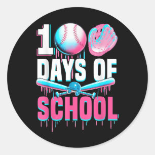 Sticker Rond 100 Jours De Bat De Baseball Scolaire 100E Jour De