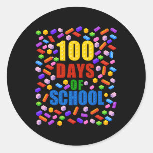 Sticker Rond 100 Jours De Bâtiments Scolaires Blocs 100E Da