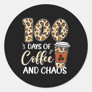 Sticker Rond 100 Jours De Café Et Chaos 100E Jour De L'École