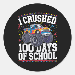 Sticker Rond 100 Jours De Camion Monster À L'École 100E Jour De