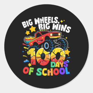 Sticker Rond 100 Jours De Camion Scolaire 100E Jour De Garçons