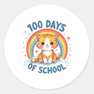 Sticker Rond 100 Jours De Cat Filles Enseignant 100E Jour De