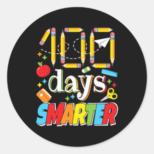 Sticker Rond 100 Jours De Célébration De L'École Enseignant Étu