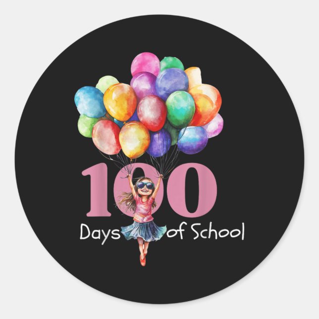 Sticker Rond 100 Jours De Célébration Scolaire Tenue Enfants, F (Devant)
