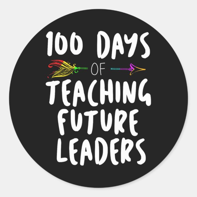 Sticker Rond 100 Jours de Conception d'École Cadeau Pour Enseig (Devant)