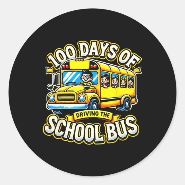 Sticker Rond 100 Jours De Conduite Du Bus Scolaire 2 (Devant)
