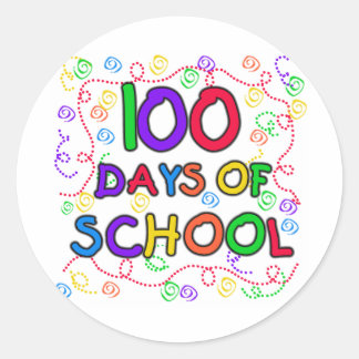 Sticker Rond 100 Jours de Confetti de l'école Tshirts et cadeau