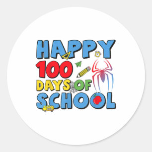 Sticker Rond 100 Jours De Costume Scolaire Spider Web Pour Garç