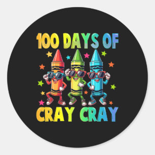 Sticker Rond 100 Jours De Cray-Cray Dancing Pencil 100e Jour De