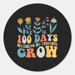 Sticker Rond 100 Jours De Croissance Des Fleurs De Boho Enseign