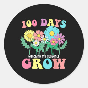 Sticker Rond 100 Jours De Croissance Des Fleurs De Boho Enseign