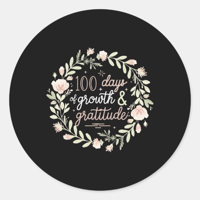 Sticker Rond 100 Jours De Croissance Et De Gratitude Boho Flora (Devant)