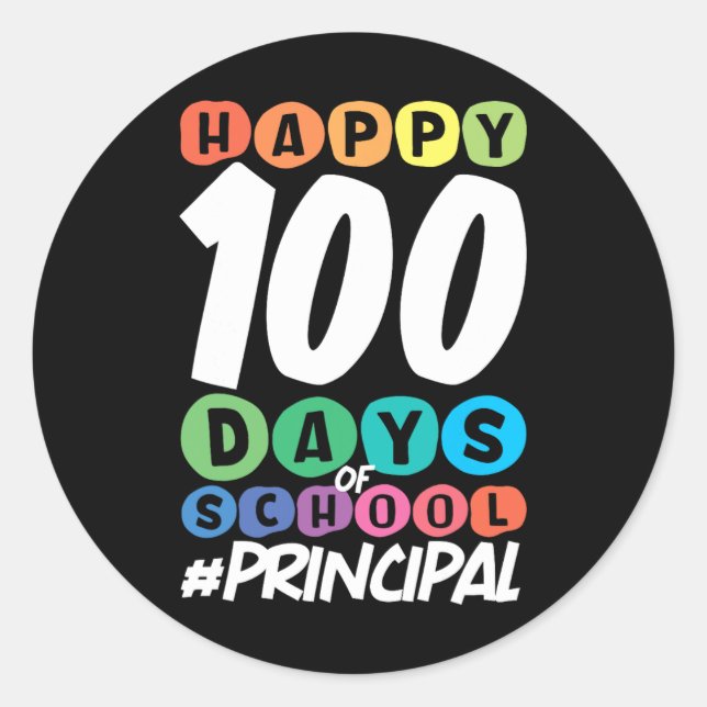 Sticker Rond 100 Jours De Directeur D'École (Devant)