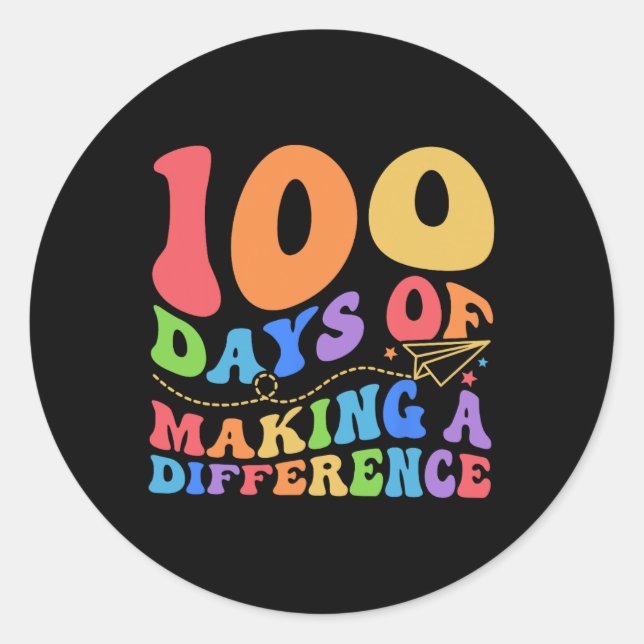 Sticker Rond 100 Jours de faire la différence 100e Jour Tea de  (Devant)