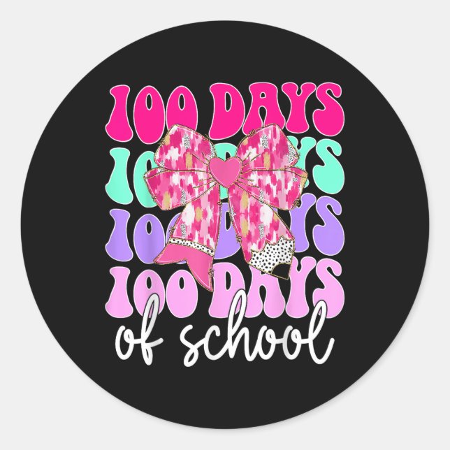 Sticker Rond 100 Jours De Filles D'École Enseignant 100E Jour D (Devant)