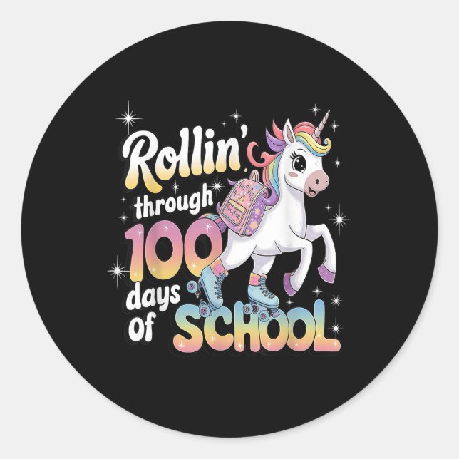 Sticker Rond 100 Jours De Filles D'École Enseignant 100ème Jour (Devant)