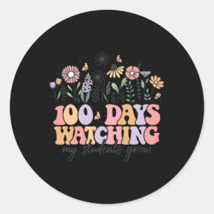 Sticker Rond 100 Jours De Fleurs sauvages D'École 100E Jour De