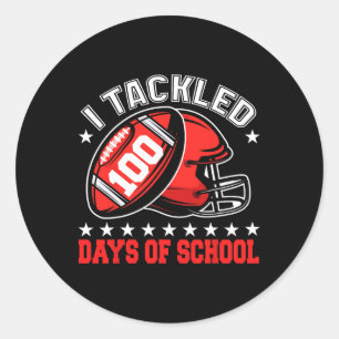 Sticker Rond 100 Jours De Football Scolaire, J'Ai Attaqué 100 J