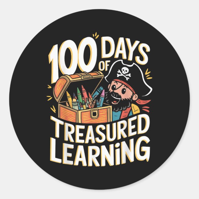 Sticker Rond 100 Jours De Garçons D'École Enseignant 100ème Jou (Devant)