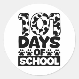 Sticker Rond 100 Jours De Garçons D'École Filles Chien Dalmatie