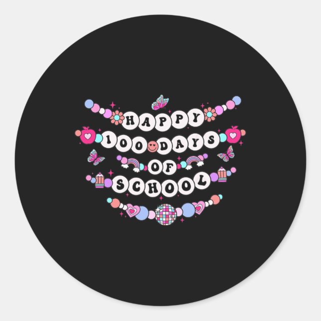 Sticker Rond 100 Jours De L'École D'Amitié Bracelet Enseignant  (Devant)