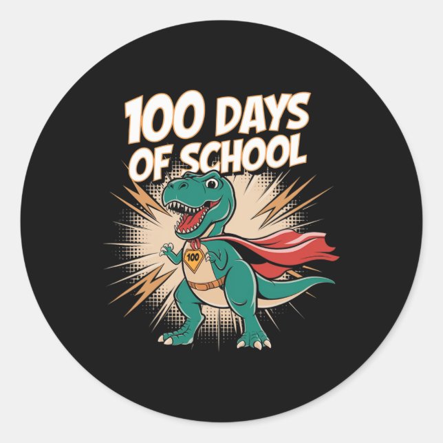 Sticker Rond 100 Jours De L'École Enseignant Dido Héros 100ème  (Devant)