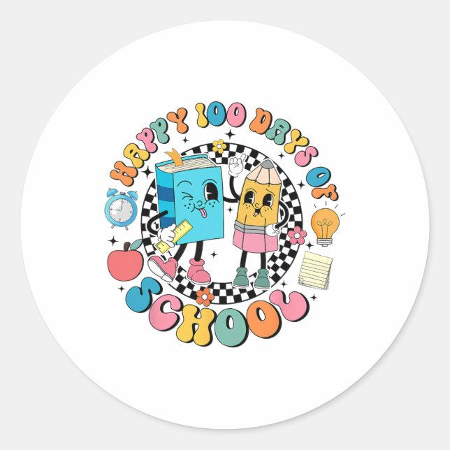 Sticker Rond 100 Jours De Lecture Scolaire Livre Enseignant Gar (Devant)