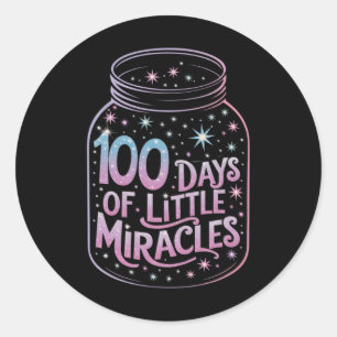 Sticker Rond 100 Jours De Petits Miracles Gratitude Magique Jar
