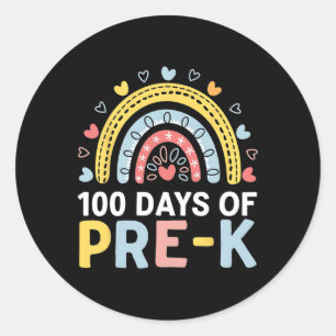 Sticker Rond 100 Jours De Pré K Rainbow Joyeux 100E Jour De Sch