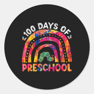 Sticker Rond 100 Jours De Préscolaire Teacher De Teinture De Te