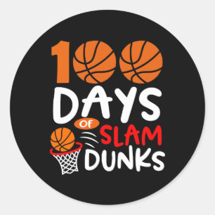 Sticker Rond 100 Jours De Slam Dunks Bysketbyll Fun 100ème Jour