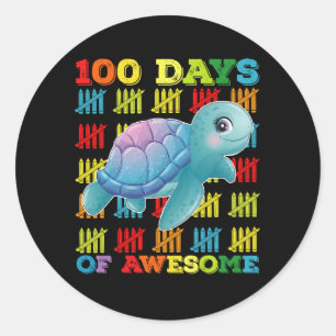Sticker Rond 100 Jours De Tortue Awesome 100ème Jour De L'École