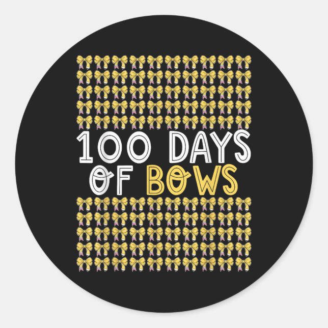 Sticker Rond 100 Jours De Vaches Coquette 100E Jour De Bow D'Éc (Devant)