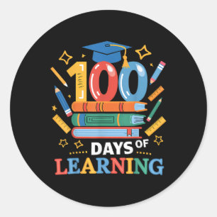 Sticker Rond 100 Jours D'École 100 Jours D'Enseignant D'Apprent