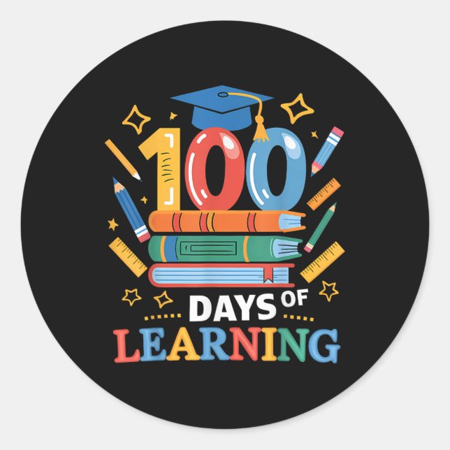 Sticker Rond 100 Jours D'École 100 Jours D'Enseignant D'Apprent (Devant)