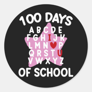 Sticker Rond 100 jours d'école Alphabet 100ème jour Enseignant 
