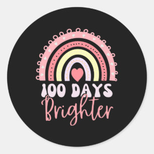 Sticker Rond 100 Jours D'École Arc-En-Ciel 100 Jours Plus Brigh