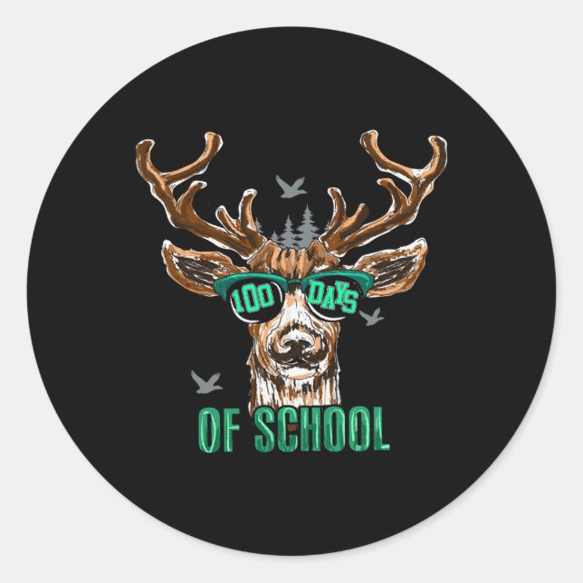 Sticker Rond 100 Jours D'école Cerf Chasse Camouflage Ck À S (Devant)