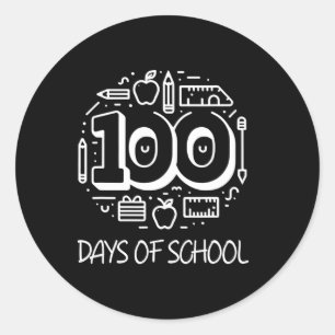 Sticker Rond 100 Jours D'École Chalk Clical Enseignant Enfants 